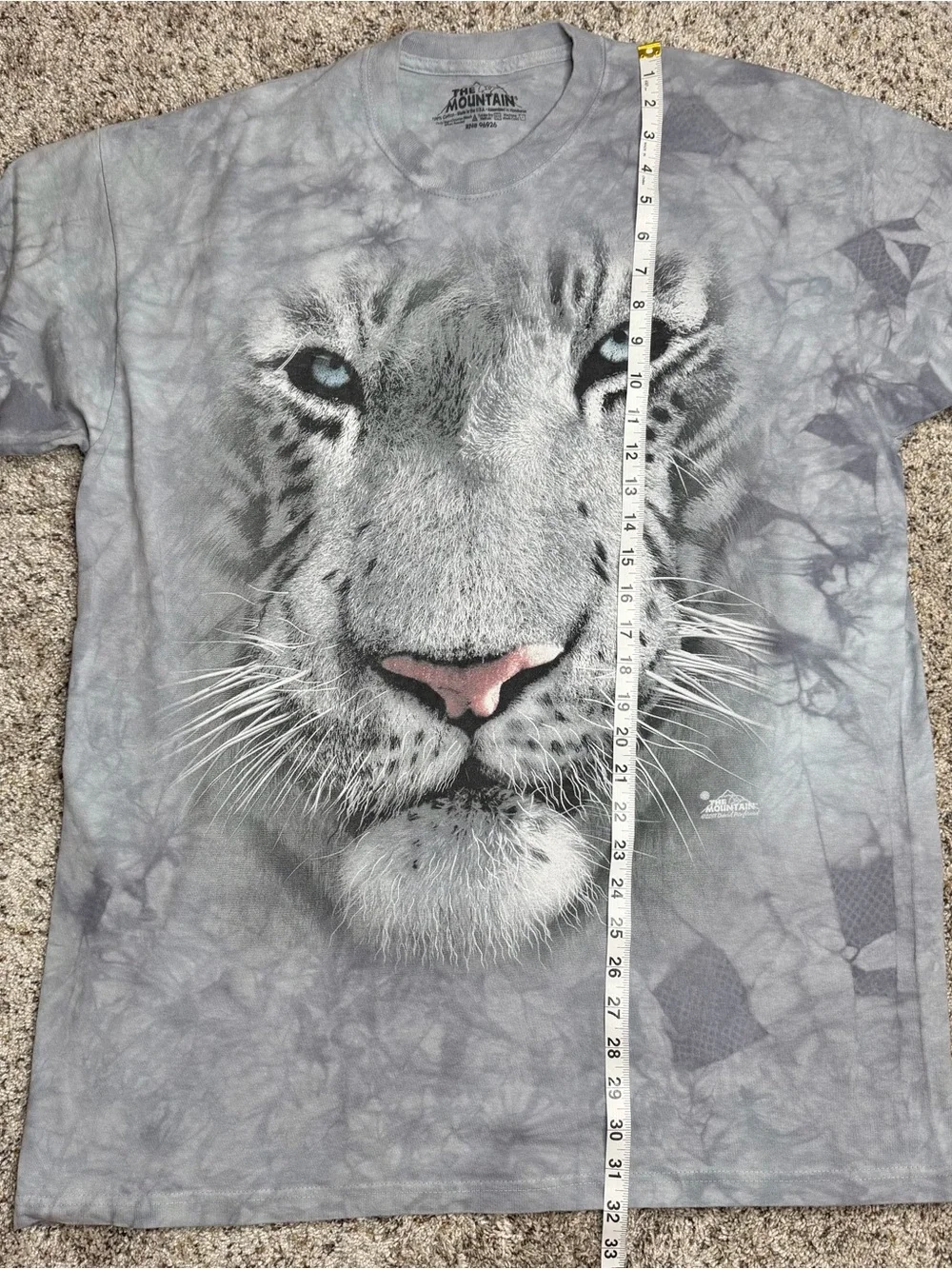 The Mountain White Tiger Face Classic Cotton T-Shirt Extra Large XL Unisex Gray - Picture 7 of 7